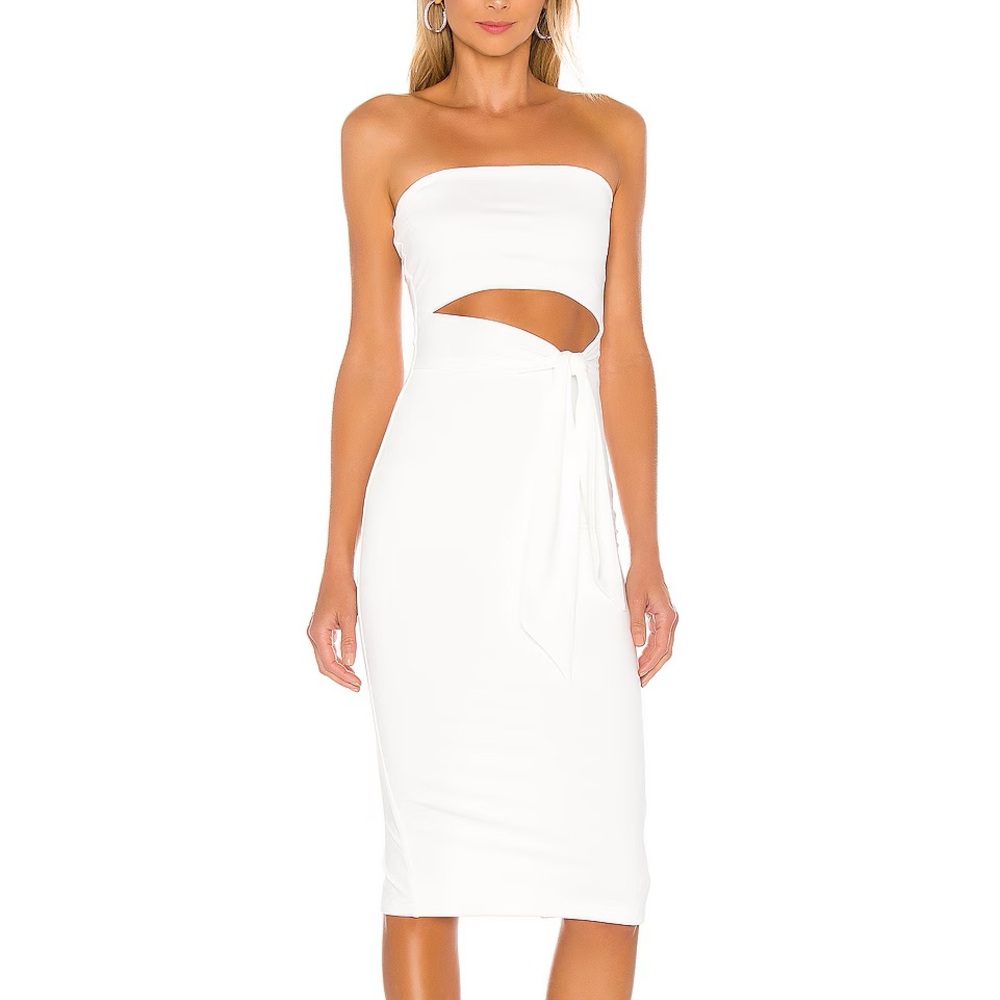 REVOLVE SUPERDOWN Sheyla Tube Midi Dress in White